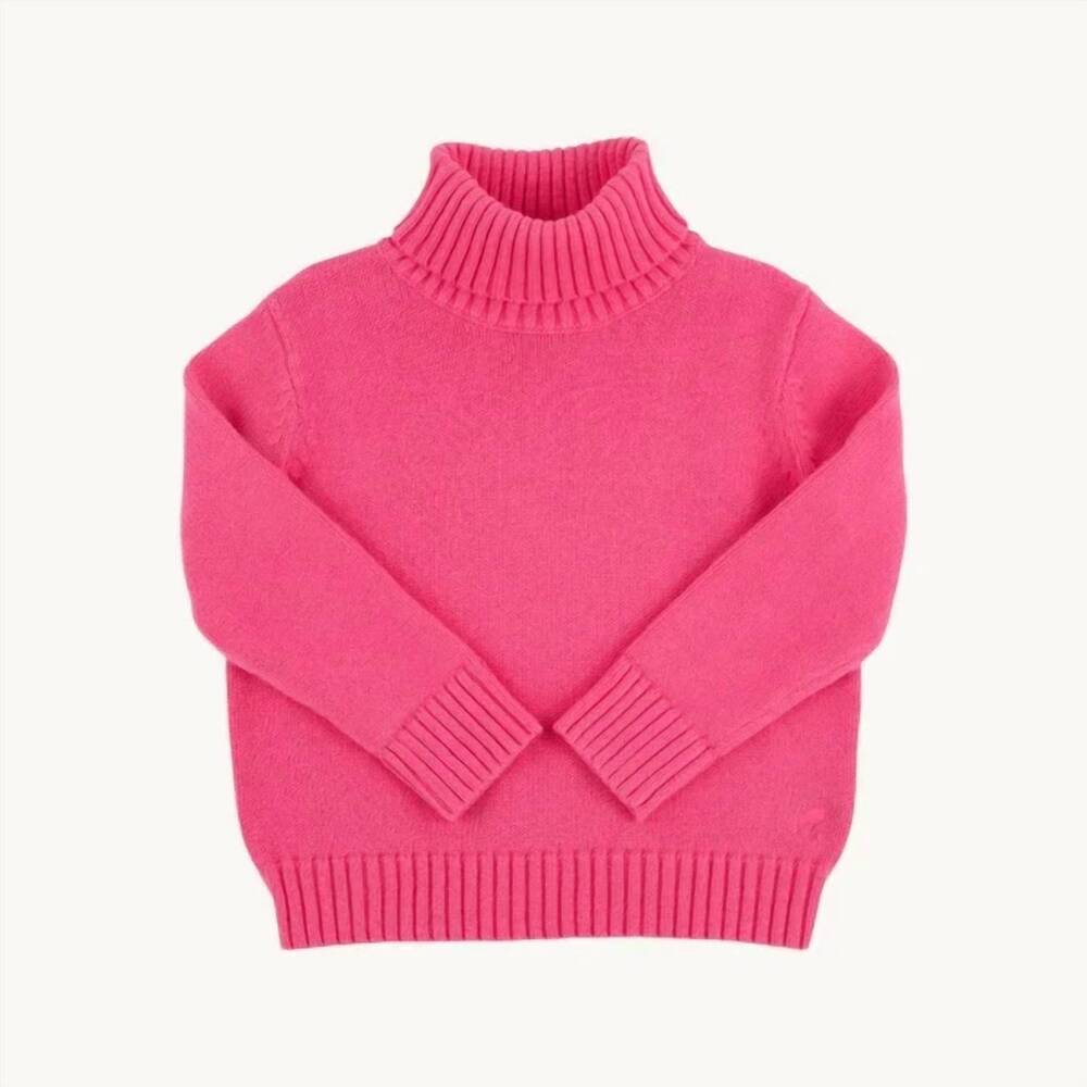 NEW THE BEAUFORT BONNET COMPANY girl's townsend turtleneck sweater in hot pink